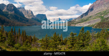 Saint Mary's Lake, und Wild Goose Island; Glacier National Park, Montana. Stockfoto