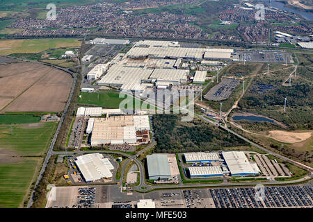 Eine Luftaufnahme des Nissan Auto Werk in Sunderland, North East England, Großbritannien Stockfoto