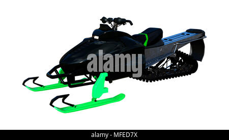 3D-Rendering von einem Schneemobil, oder Motor Schlitten, Schlitten, oder snowmachine, ein motorisiertes Fahrzeug für den Winter Reisen, auf weißem Hintergrund Stockfoto