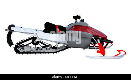 3D-Rendering von einem Schneemobil, oder Motor Schlitten, Schlitten, oder snowmachine, ein motorisiertes Fahrzeug für den Winter Reisen auf weißem Hintergrund Stockfoto