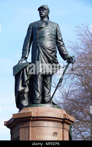 Die Bismarck Denkmal, im Tiergarten, Berlin, Denkmal für Prinz Otto von Bismarck, der Eiserne Kanzler. Stockfoto