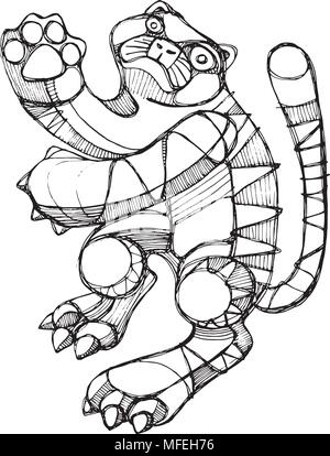 Hand vector Abbildung oder Zeichnung eines abstrakten Katze gezeichnet Stock Vektor