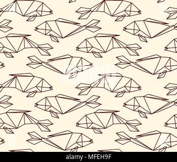 Nahtlose lineare abstrakte polygon Fisch Muster Stock Vektor