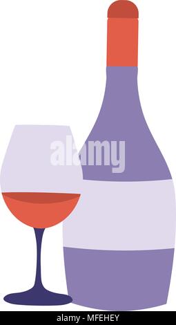 Rotwein Flasche und Glas Symbol Stock Vektor