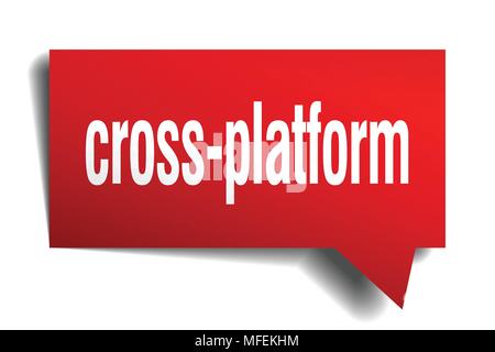 Cross-platform Red 3d-Quadrat isoliert Sprechblase Stock Vektor