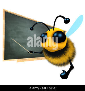 3D-Render eines lustigen Cartoon honey bee Charakter ist die Lehre an der Tafel Stockfoto