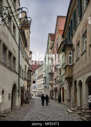 Alte Straßen in Lindau am Bodensee, Deutschland Stockfoto