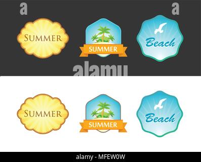 Satz von Emblem mit Sommer Abbildungen Stock Vektor
