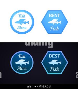 Äsche Fisch auf dem Etikett Stock Vektor