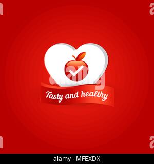 Red Apple im Rahmen des Herzens Stock Vektor