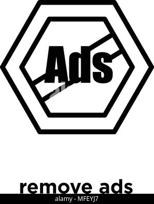 Entfernen Sie ads Symbol auf weißem Hintergrund, Vector Illustration Stock Vektor