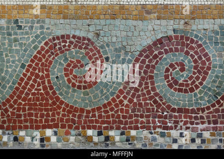 Vitruvianische wave, auch als Der Vitruvianische Blättern in der römischen Mosaik aus dem TRICLINIUM der Casa del Fauno (Haus des Faun) in Pompeji dargestellt bekannt, nun im Nationalen Archäologischen Museum (Museo Archeologico Nazionale di Napoli) in Neapel, Kampanien, Italien. Stockfoto