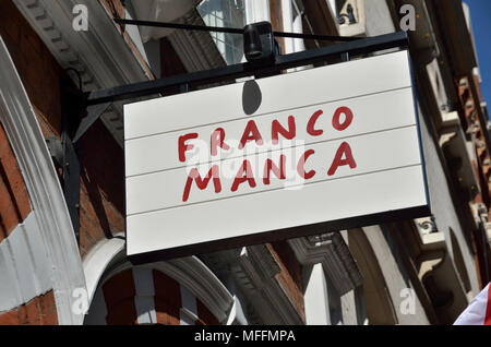 Franco Manca Sauerteig Pizza Restaurant in Covent Garden, London, UK. Stockfoto