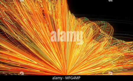 Viele zufällige Helle chaotischen Linien, 3D-Rendering Computer generieren Hintergrund Stockfoto