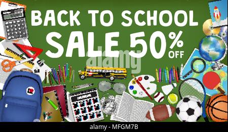 Zurück zu Schule Verkauf banner Template Design Stock Vektor