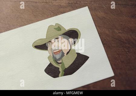 Mann Gesicht mit unterschiedlichen Stilen. Fishman, Cowboy. Stellen Sie Abbildungen für e-Bücher Stockfoto