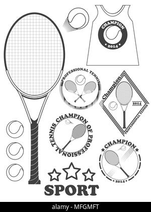 Tennis liga Labels, Embleme und Designelementen. Vector Illustration Stock Vektor