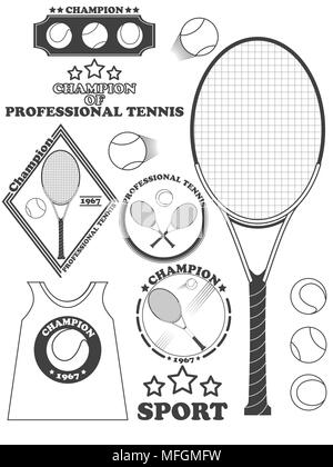 Tennis liga Labels, Embleme und Designelementen. Vector Illustration Stock Vektor