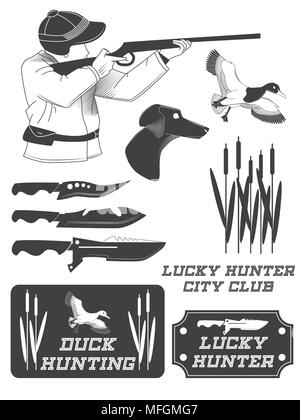 African hunter Safari Labels, Embleme und Designelementen. Vector Illustration Stock Vektor