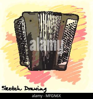 Musical Instrument. Klassische bayan Akkordeon. Corporate identity Skizze. Vector Illustration Stock Vektor