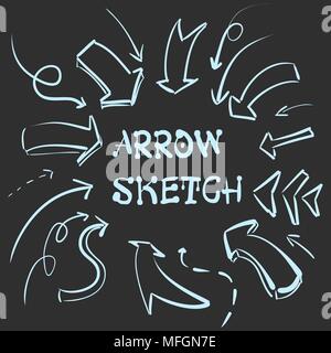 Eine große Anzahl von Hand gezeichnete vintage Pfeile. Form Stil. Es kann für Web site Design verwendet werden. Vector Illustration Stock Vektor