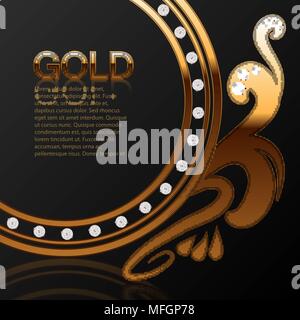 Hintergrund für einen Juwelier, Gold mit Diamanten in einen Kreis und einen Platz für Ihre Werbung. Vector Illustration Stock Vektor