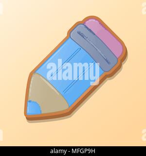 Bunte Bleistift mit Radiergummi in Form von "Cookies" für Ihr Design. Vector Illustration Stock Vektor