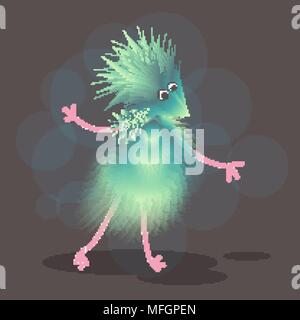 Eine abstrakte shaggy unbekannte Tier oder Insekt sitzen auf zwei Beinen. Cartoon. Vector Illustration Stock Vektor