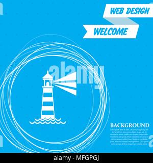 Leuchtturm Symbol auf einem blauen Hintergrund mit abstrakten Kreise um und für ihren Text. Vector Illustration Stock Vektor