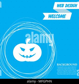 Halloween Kürbis Symbol auf einem blauen Hintergrund mit abstrakten Kreise um und für ihren Text. Vector Illustration Stock Vektor