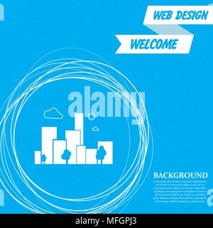 Stadt Symbol auf einem blauen Hintergrund mit abstrakten Kreise um und für ihren Text. Vector Illustration Stock Vektor