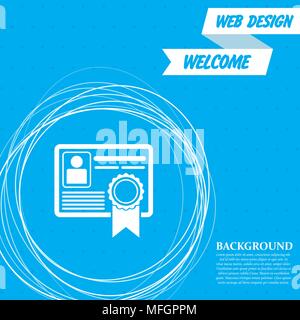 Zertifikat Symbol auf einem blauen Hintergrund mit abstrakten Kreise um und für ihren Text. Vector Illustration Stock Vektor