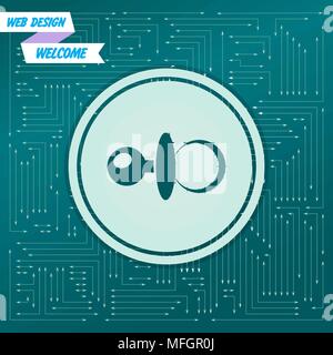 Baby Schnuller Symbol auf einem grünen Hintergrund, mit Pfeile in verschiedene Richtungen. Er erscheint auf der Platine. Vector Illustration Stock Vektor