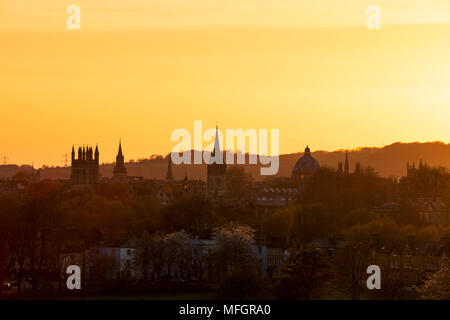 Stadt Oxford aus South Park bei Sonnenuntergang. Oxford, Oxfordshire, England Stockfoto