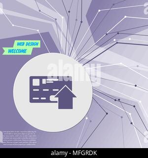 Geld mit Kreditkarte Symbol auf lila abstrakte Moderne Hintergrund schicken. Die Linien in alle Richtungen. Mit Platz für Ihre Werbung. Vektor illustratio Stock Vektor