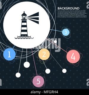 Leuchtturm Symbol mit dem Hintergrund auf den Punkt und mit infografik Stil. Vector Illustration Stock Vektor