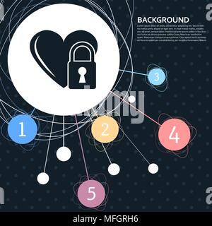Herz Symbol Sperren mit dem Hintergrund auf den Punkt und mit infografik Stil. Vector Illustration Stock Vektor