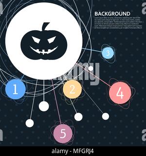 Halloween Kürbis Symbol mit dem Hintergrund auf den Punkt und mit infografik Stil. Vector Illustration Stock Vektor