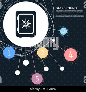 Sicher Geld Symbol mit dem Hintergrund auf den Punkt und mit infografik Stil. Vector Illustration Stock Vektor