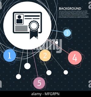 Zertifikat auf das Symbol mit dem Hintergrund auf den Punkt und mit infografik Stil. Vector Illustration Stock Vektor