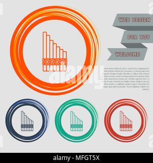 Xylophon auf das Symbol rot, blau, grün, orange Buttons für Ihre Website und Design mit Leerzeichen Text. Vector Illustration Stock Vektor