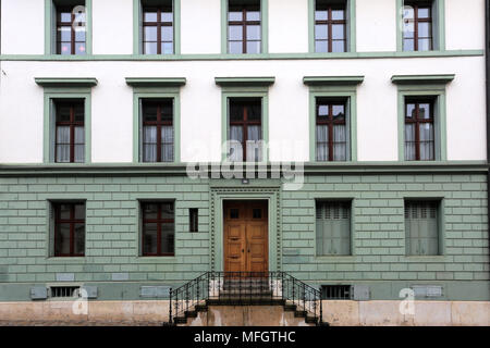 Architektonische Häuser in der Stadt Basel, Kanton Basel Stadt, Schweiz, Europa Stockfoto