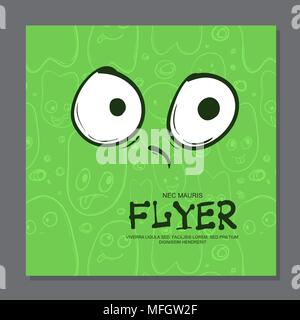 Flyer mit lustigen Gesichtern, cartoon-Stil für den Hintergrund. Es kann als Einladung oder Karte verwendet werden. Vector Illustration Stock Vektor