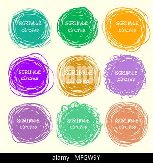 Satz von hellen Handgezeichnete scribble Kreise für Ihre Konstruktion. Vector Illustration Stock Vektor