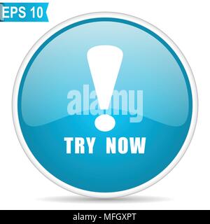 Versuchen Sie jetzt blau glänzende runde Vektor Symbol in der Eps 10. Editierbare modernes Design internet Taste auf weißem Hintergrund. Stock Vektor