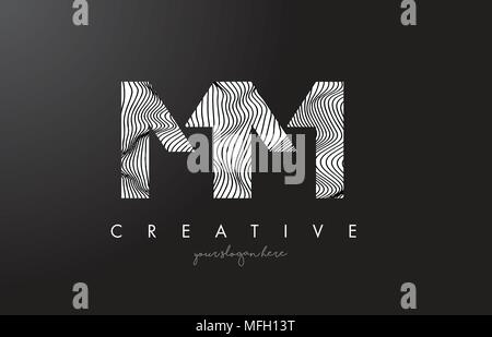 MM M M schreiben Logo mit Zebrastreifen Textur Design Vector Illustration. Stock Vektor