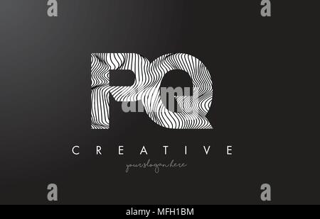 PQ P Q Schreiben Logo mit Zebrastreifen Textur Design Vector Illustration. Stock Vektor