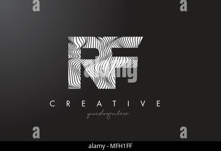 RF-F Der Buchstabe F Logo mit Zebrastreifen Textur Design Vector Illustration. Stock Vektor