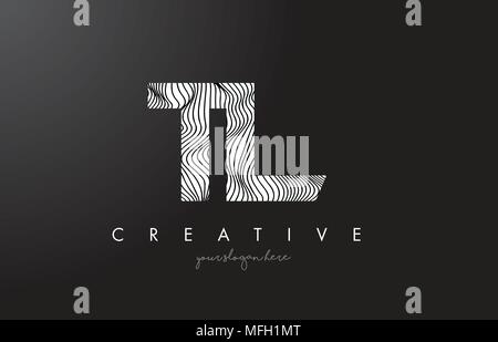 TL T L Schreiben Logo mit Zebrastreifen Textur Design Vector Illustration. Stock Vektor