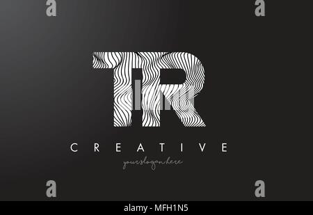 TR T R Schreiben Logo mit Zebrastreifen Textur Design Vector Illustration. Stock Vektor